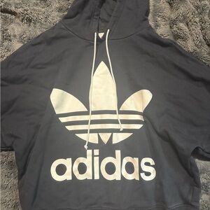 Adidas Black Hoodie with Cream Trefoil Logo